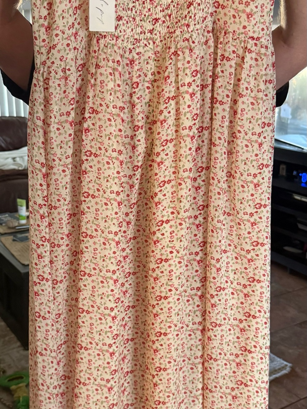 Petal & Pup Cream Maxi Skirt with Red Floral Print